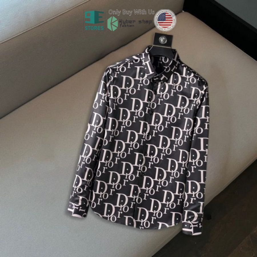 dior black pattern long sleeve button shirt 1 88602