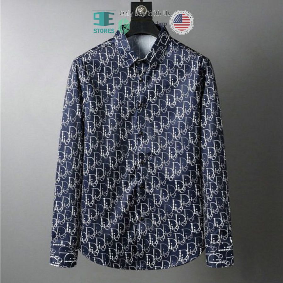 dior brand blue pattern long sleeve button shirt 1 32542