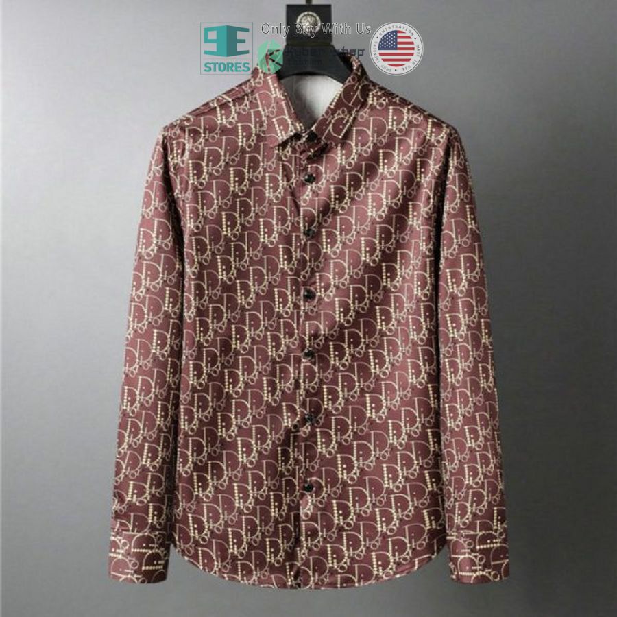 dior brand brown pattern long sleeve button shirt 1 94818