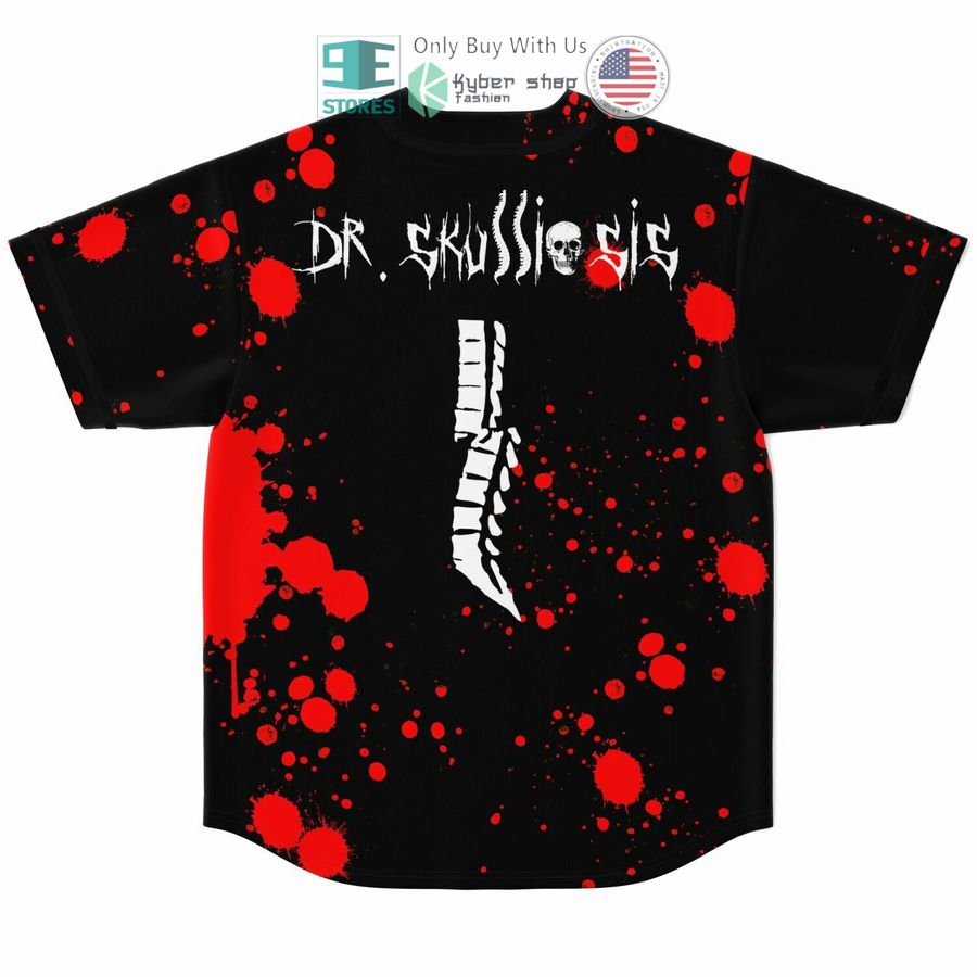 dr skull paint red black baseball jersey 2 89052