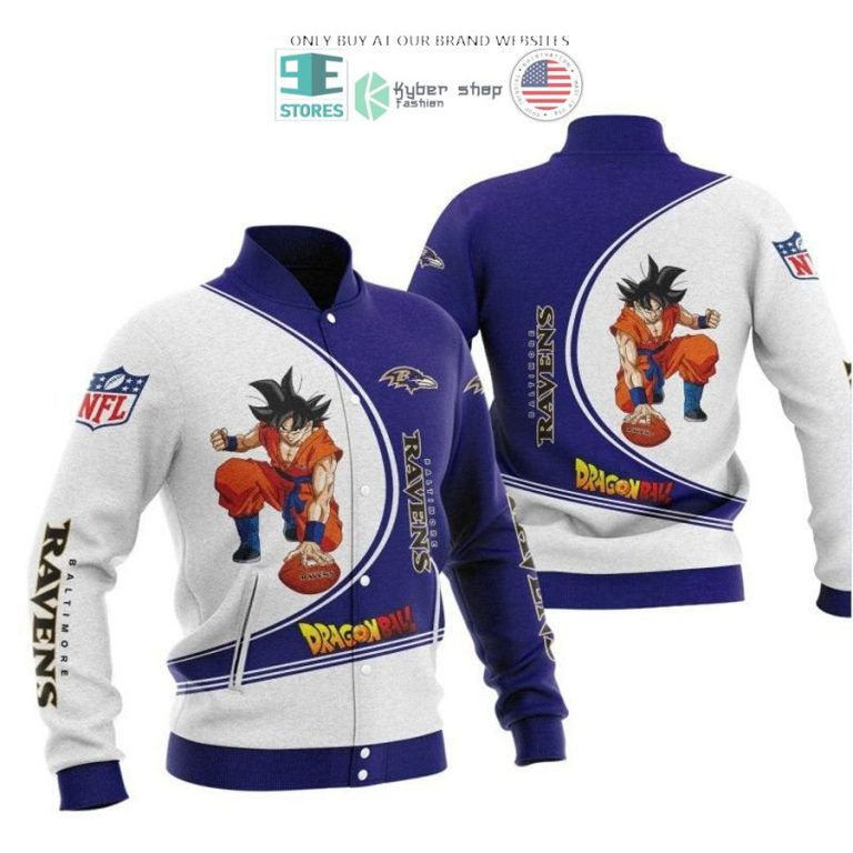 dragon ball son goku baltimore ravens white blue 3d shirt hoodie 3 11155