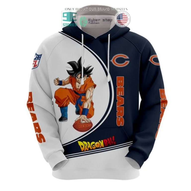 dragon ball son goku chicago bears white blue 3d shirt hoodie 2 81401