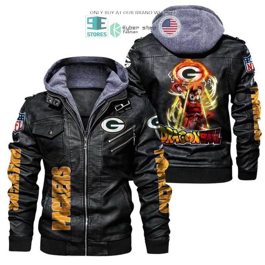 dragon ball son goku green bay packers leather jacket 1 31794