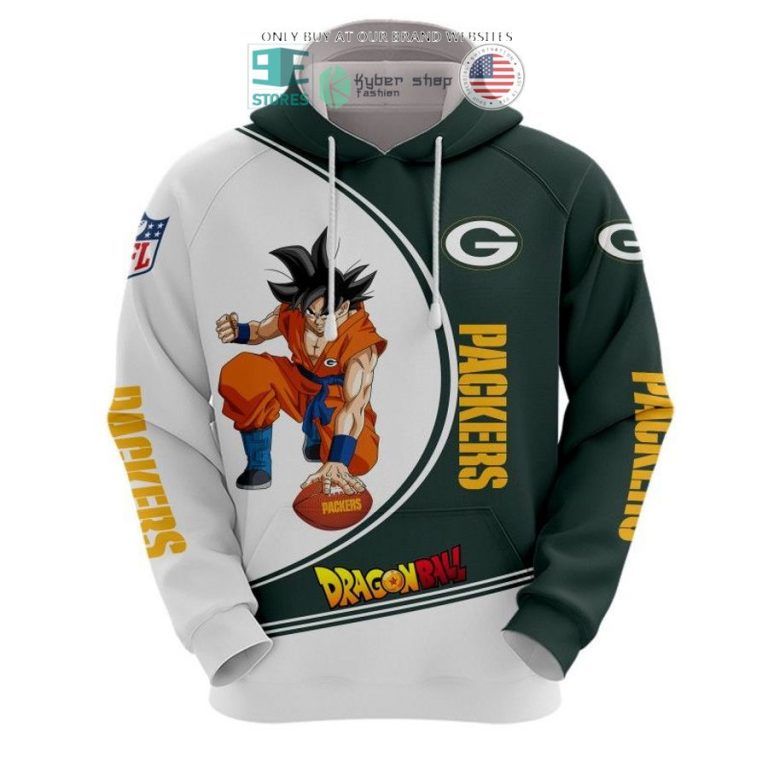 dragon ball son goku green bay packers white green 3d shirt hoodie 2 59332