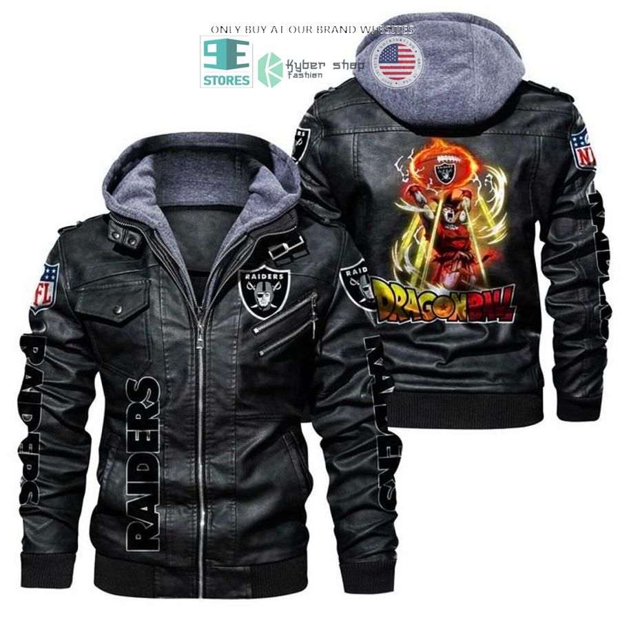 dragon ball son goku las vegas raiders leather jacket 1 99357