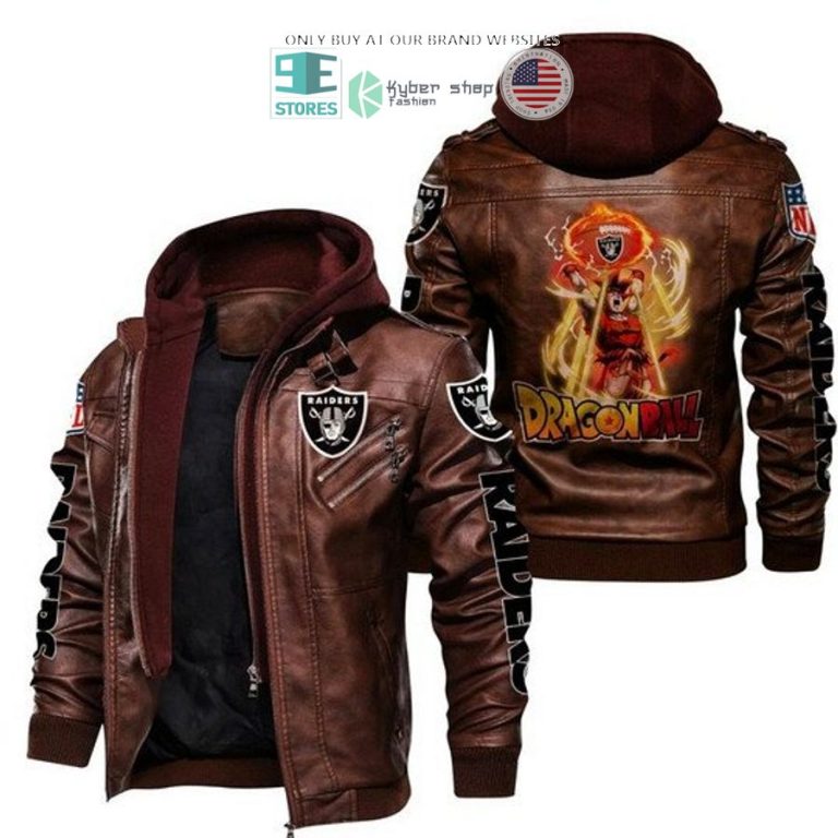 dragon ball son goku las vegas raiders leather jacket 2 41768