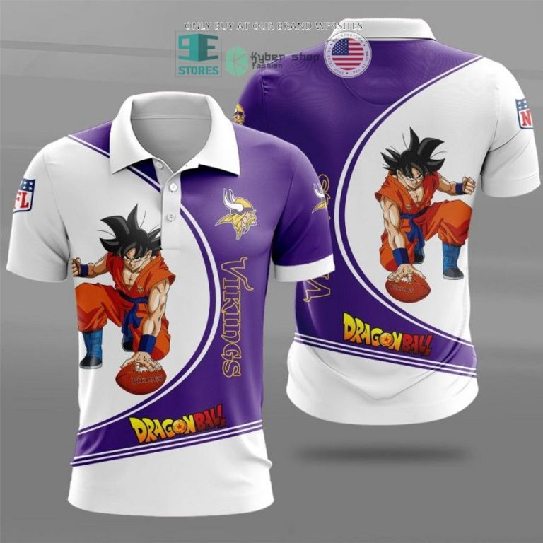 dragon ball son goku minnesota vikings white violet 3d shirt hoodie 1 81191