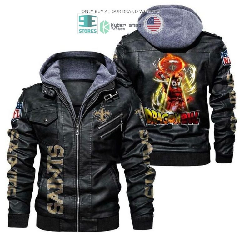 dragon ball son goku new orleans saints leather jacket 1 22473