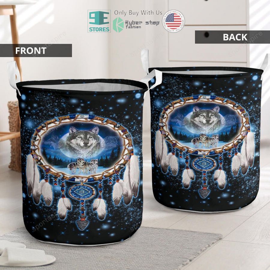 dreamcatcher wolf 3d laundry basket 2 45259