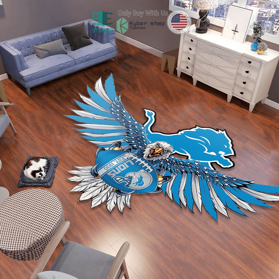 eagle united states flag detroit lions shaped rug 1 77795