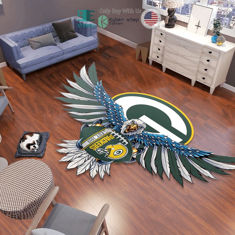 eagle united states flag green bay packers shaped rug 1 12572