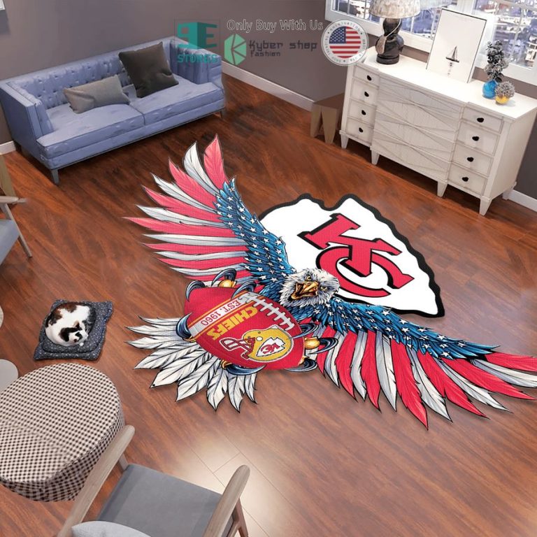 eagle united states flag kansas city chiefs shaped rug 1 18412