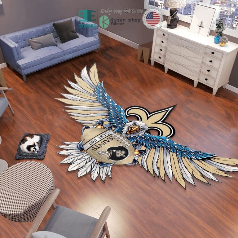 eagle united states flag new orleans saints shaped rug 1 70509