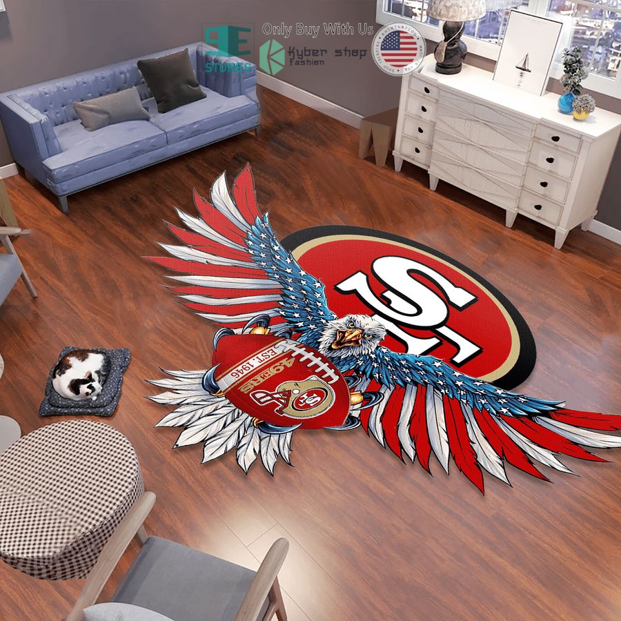 eagle united states flag san francisco 49ers shaped rug 1 96728