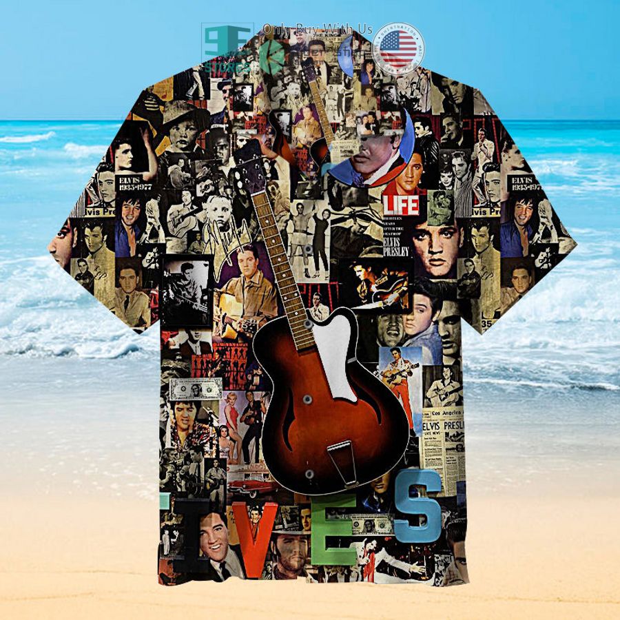 elvis lives collage hawaiian shirt 1 73992