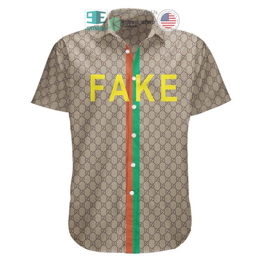 fake not gucci brown pattern baseball jersey 2 56750