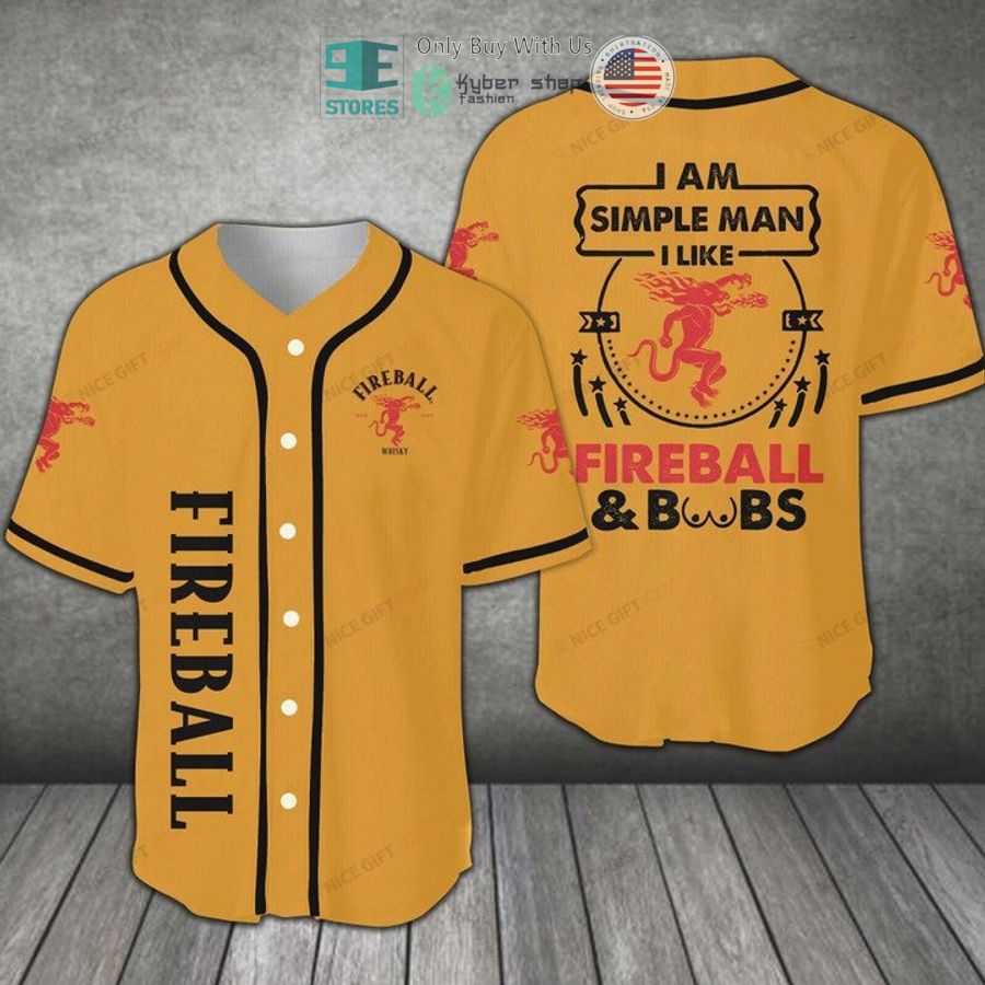 fireball whisky i am simple man i like fireball orange baseball jersey 1 61041
