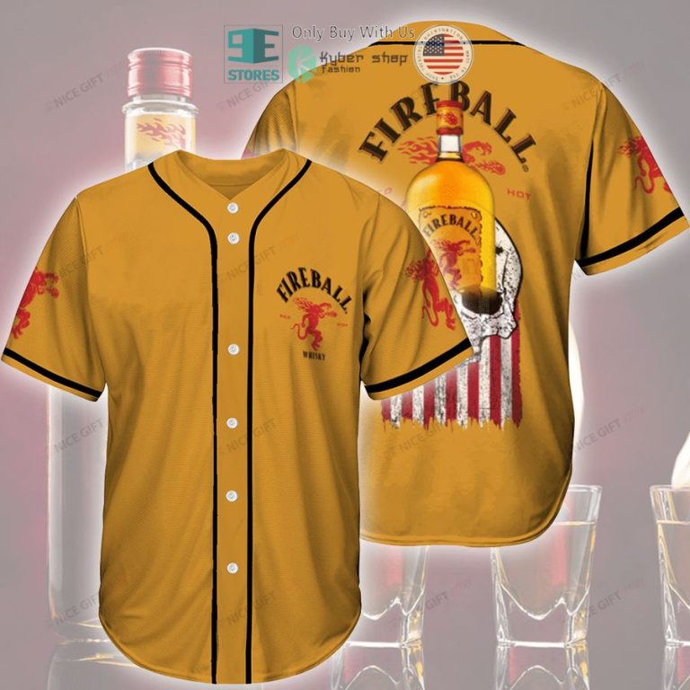 fireball whisky skull united states flag orange baseball jersey 1 15766