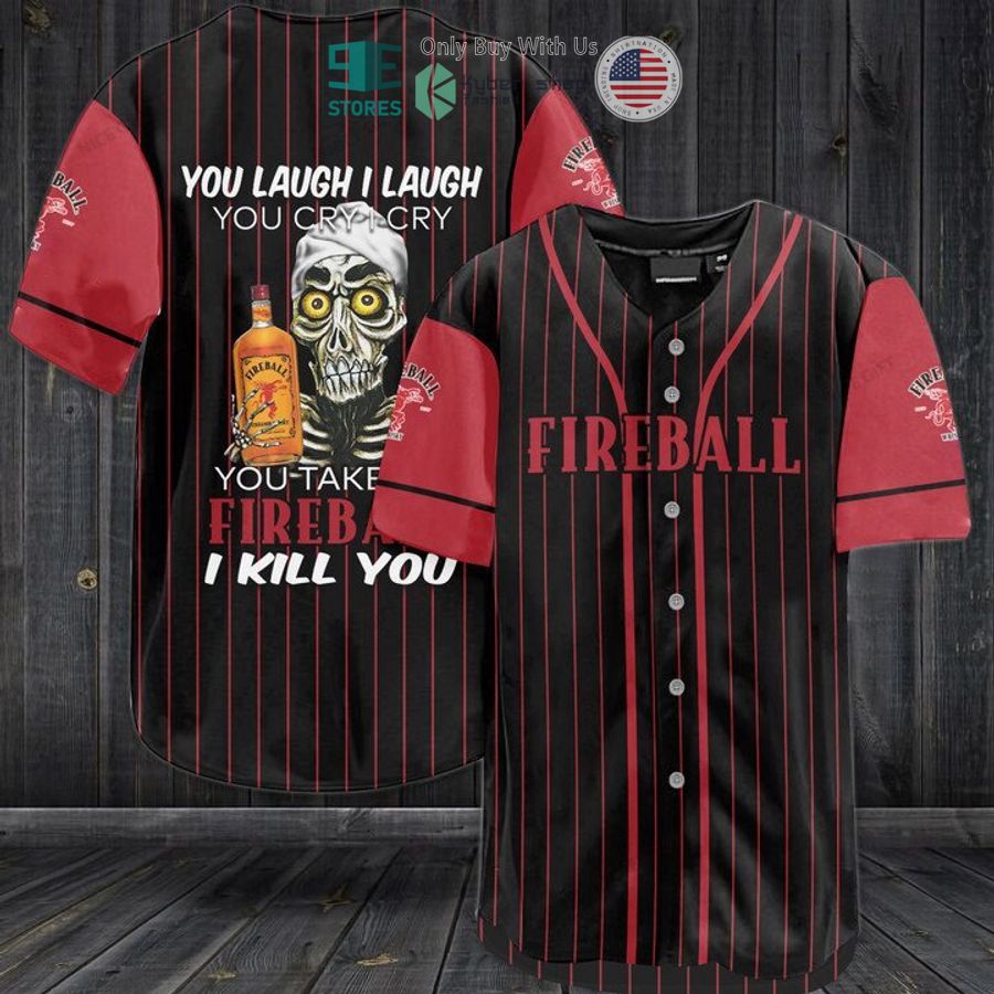 fireball whisky you laugh i laugh striped baseball jersey 1 85549