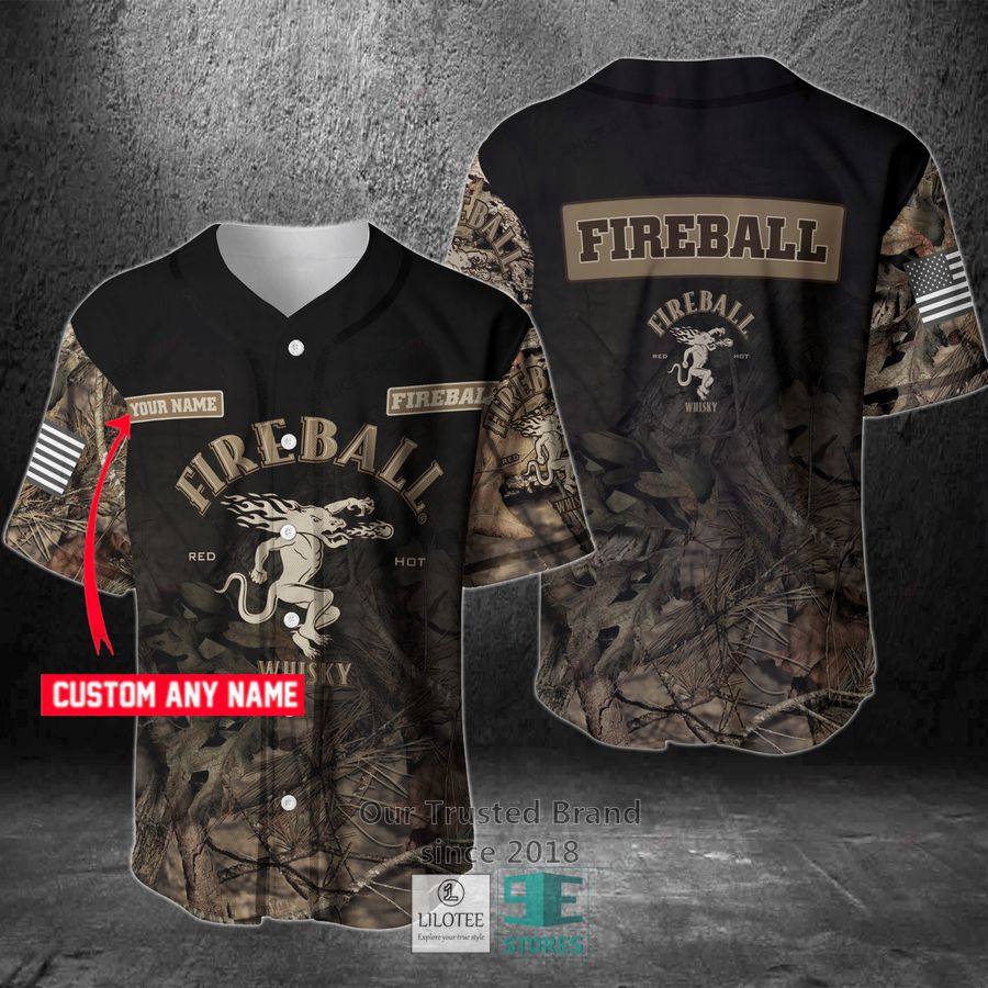 fireball whisky your name hunting baseball jersey 1 57529