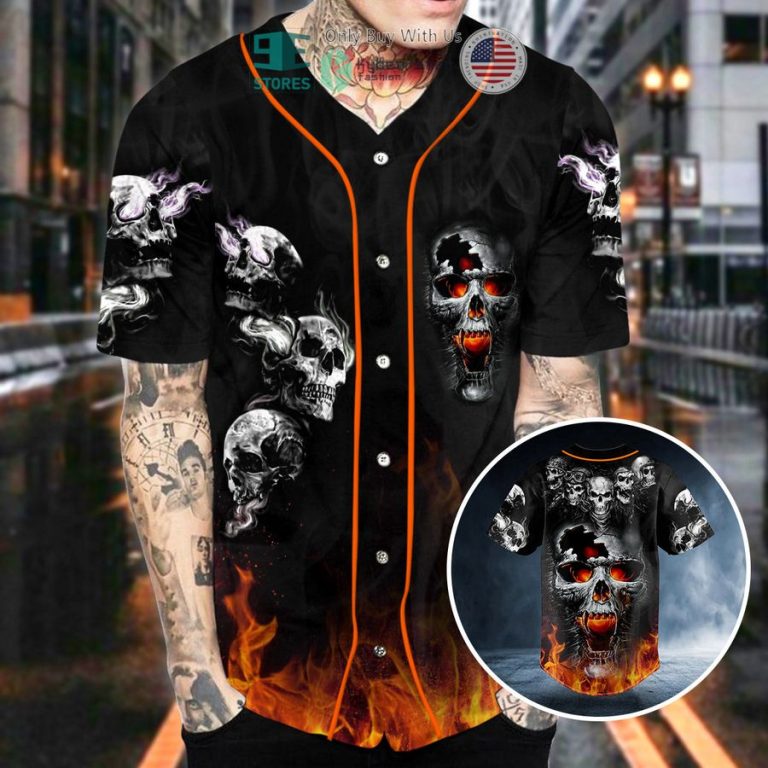 five fire skull baseball jersey 2 40380