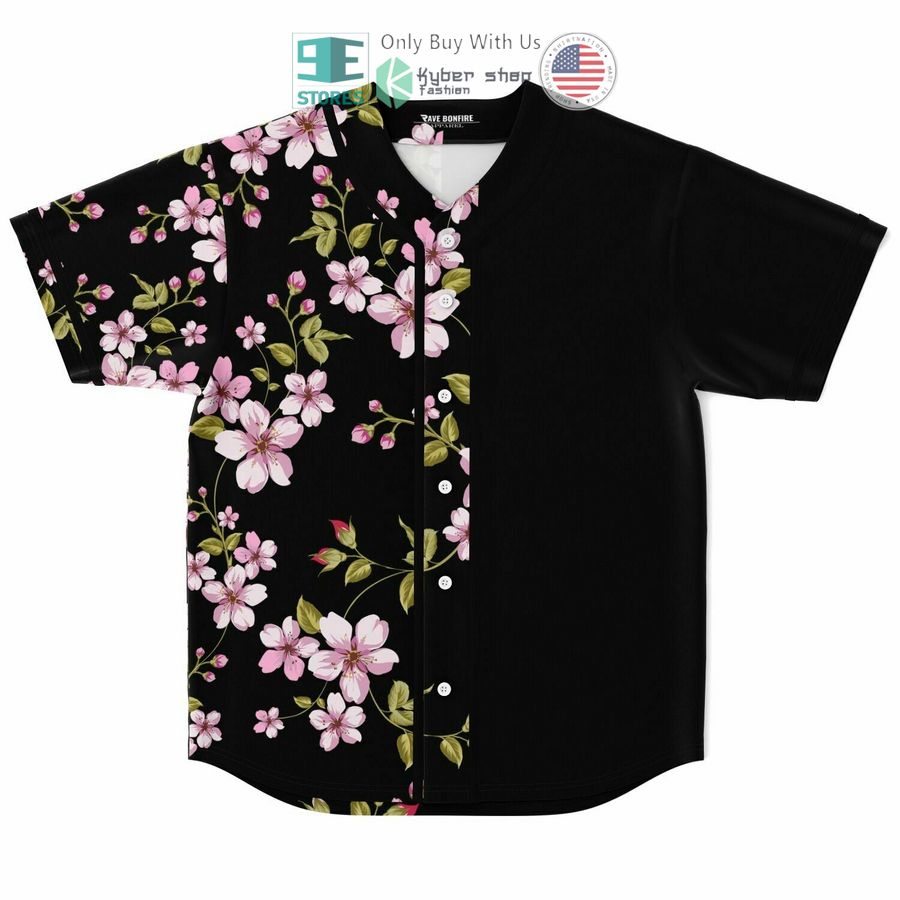 flowers black baseball jersey 1 7444