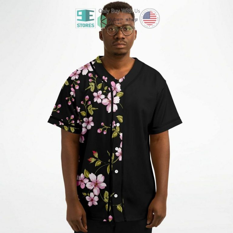 flowers black baseball jersey 3 18118