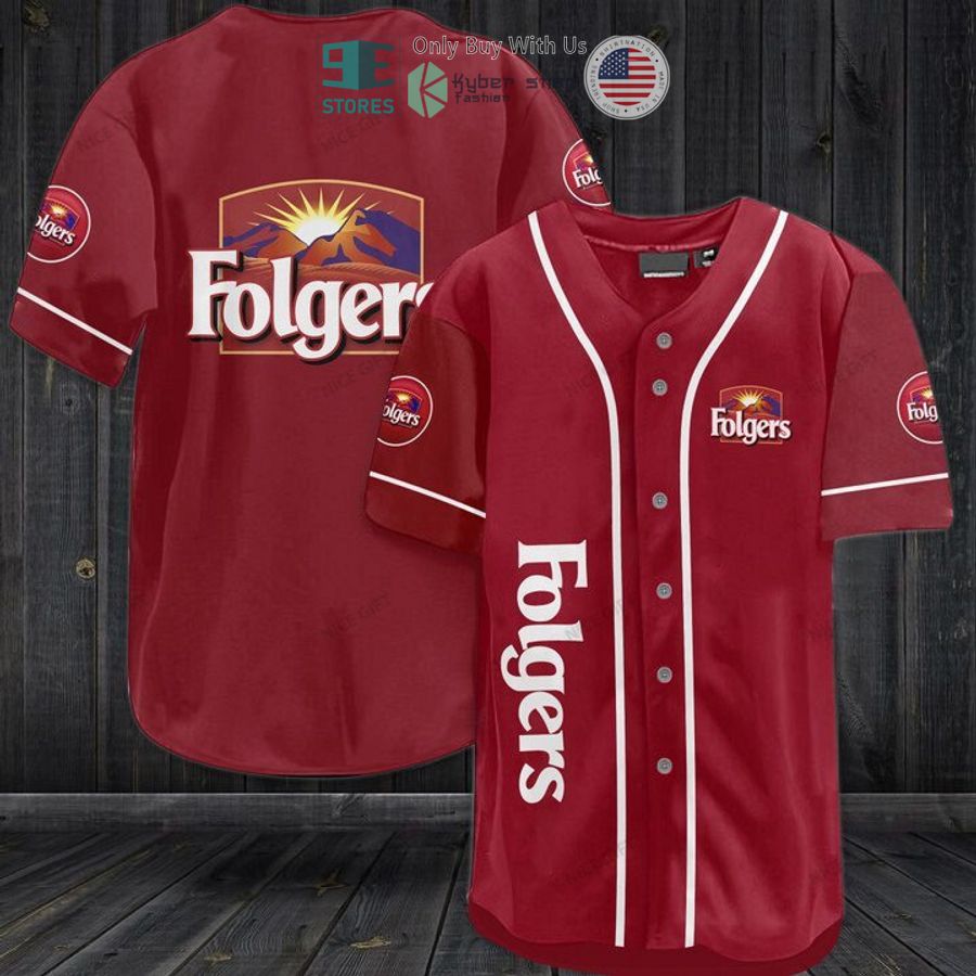 folgers coffee logo red baseball jersey 1 93132