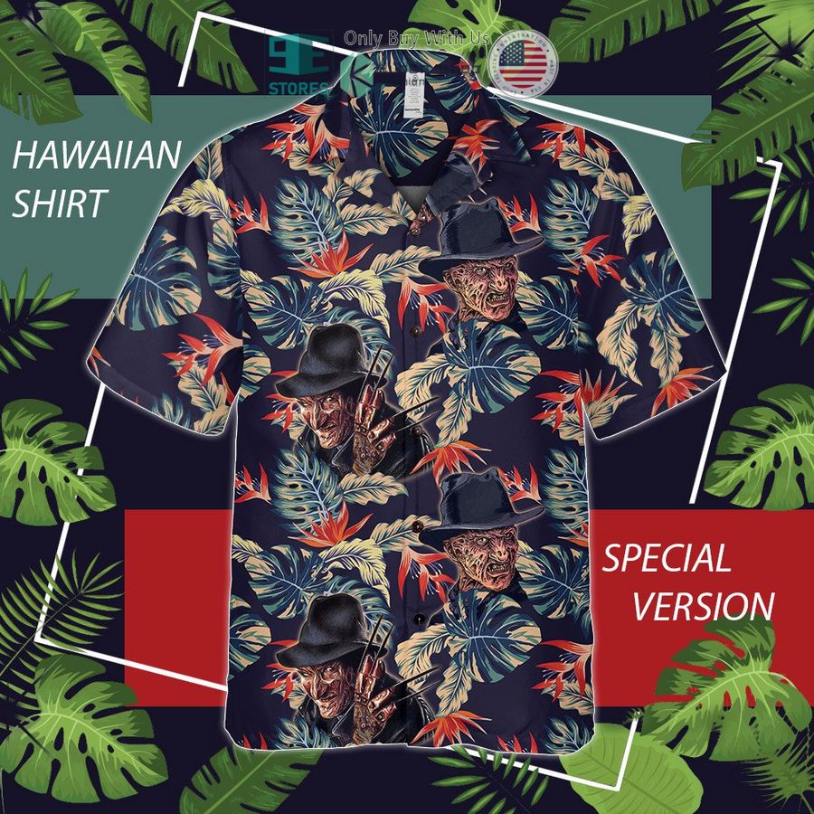 freddy krueger tropical leaves hawaiian shirt 1 3189