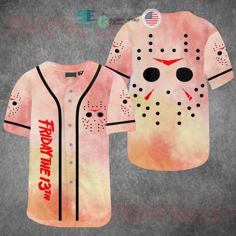 friday the 13th jason voorhees face orange baseball jersey 1 62187