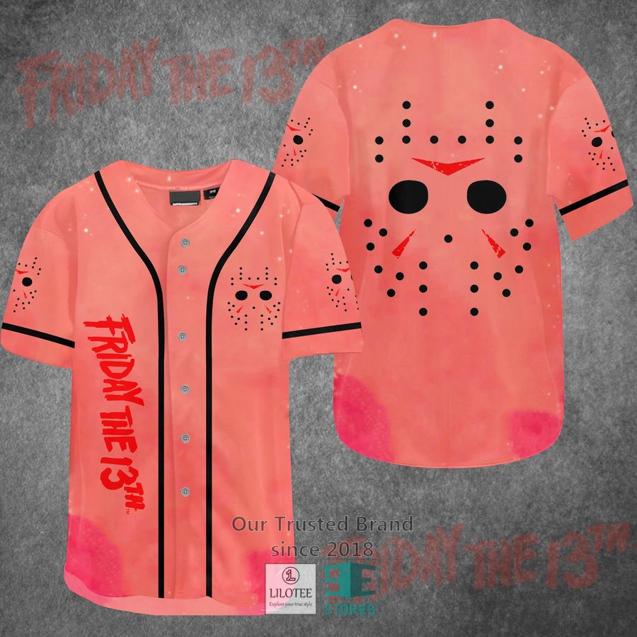 friday the 13th jason voorhees horror movie pink baseball jersey 1 98074