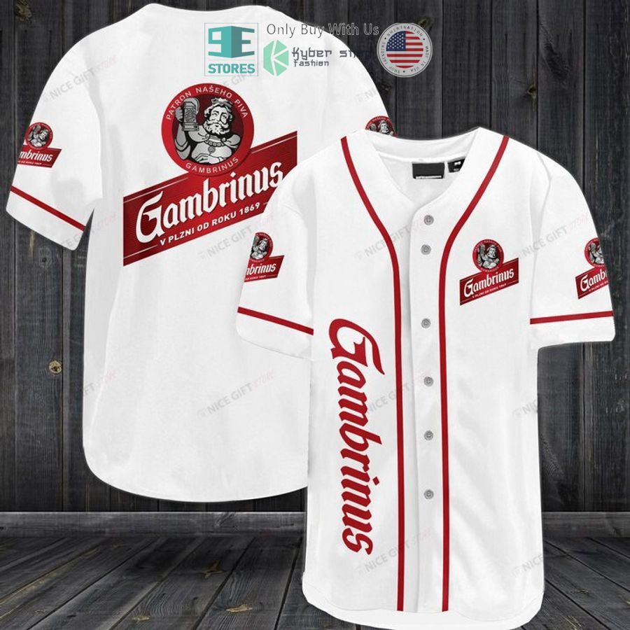 gambrinus logo white baseball jersey 1 96809
