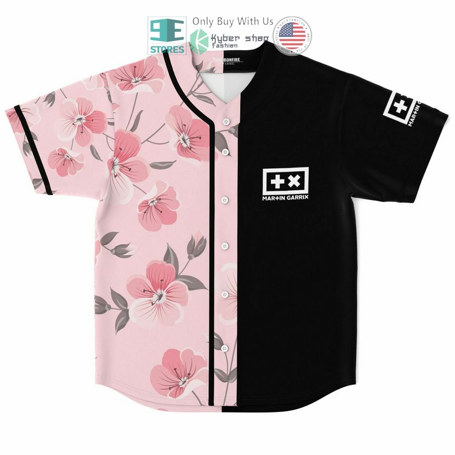 garrix martin flowers black pink baseball jersey 1 17022