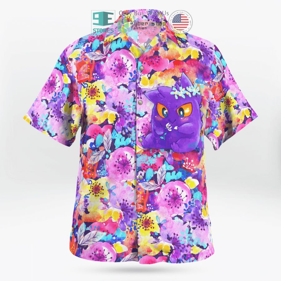 gengar summer flowers hawaiian shirt shorts 1 13992
