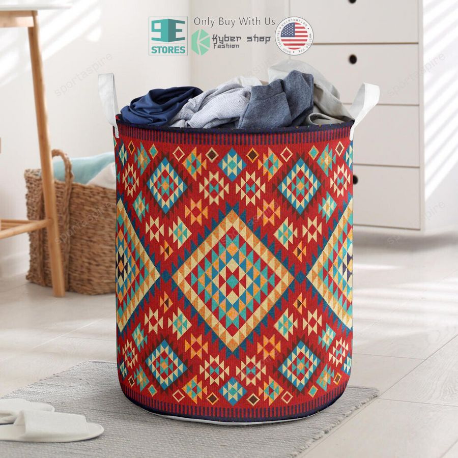 geometric red green pattern laundry basket 1 12441
