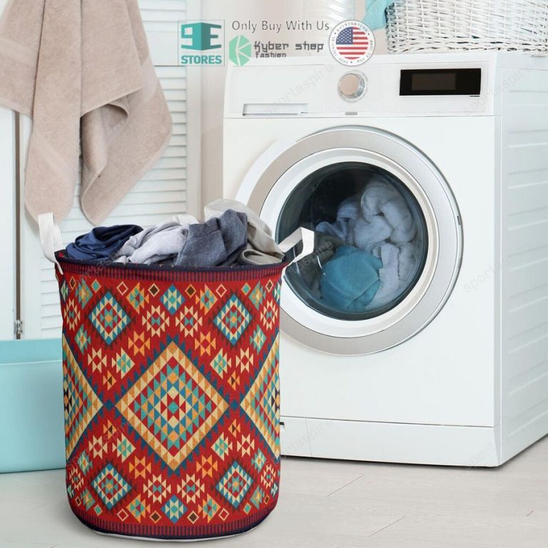 geometric red green pattern laundry basket 3 47470