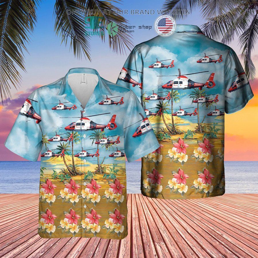 german air medical services helicopter 2 flowers hawaiian shirt 1 84081