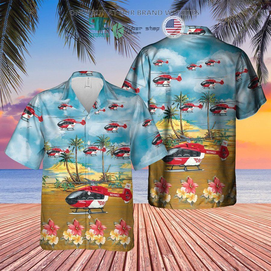 german air medical services helicopter 3 flowers hawaiian shirt 1 2097