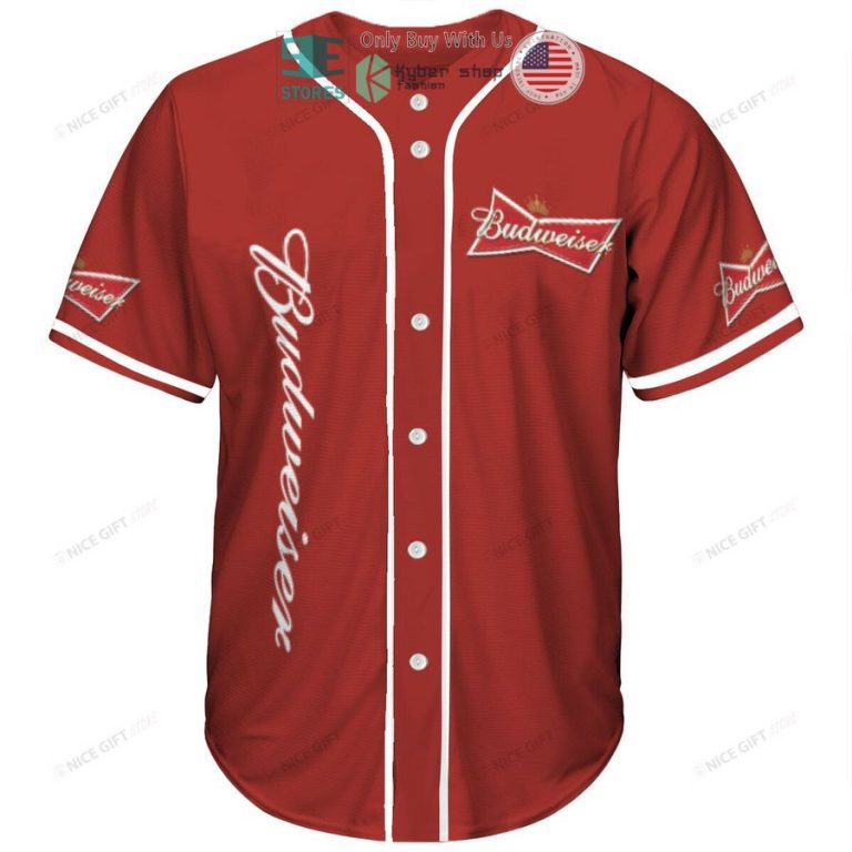 god first family second then budweiser red baseball jersey 2 95159