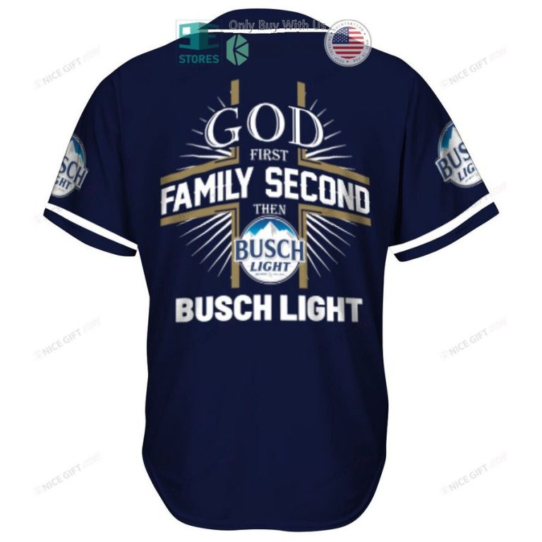 god first family second then busch light blue baseball jersey 3 8258