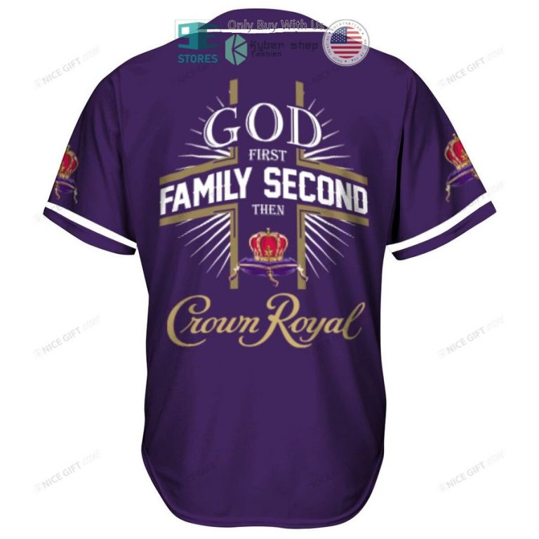 god first family second then crown royal purple baseball jersey 3 6896