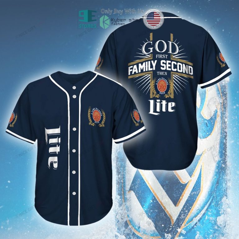 god first family second then miller lite blue baseball jersey 1 72438