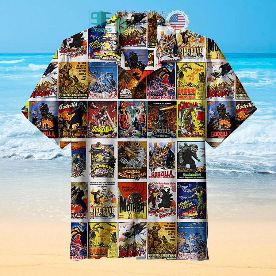 godzilla vintage kaiju covers hawaiian shirt 1 75603