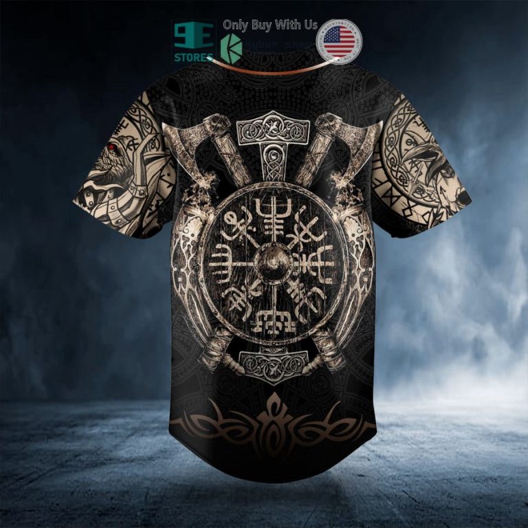 gold valknut runic compass thors hammer axes viking personalized baseball jersey 3 93480