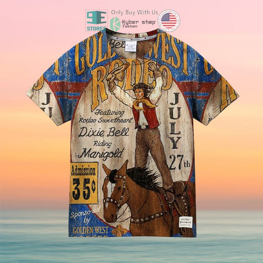 golden western rodeo vintage sign hawaiian shirt 2 10716