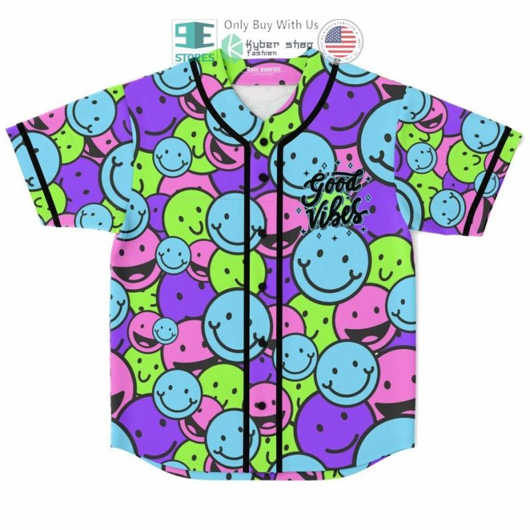 good vibes only smile emoji baseball jersey 1 43638