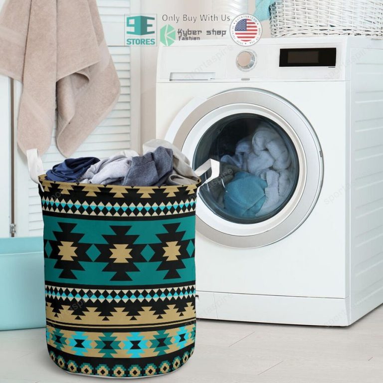 green ethnic aztec pattern laundry basket 3 73440