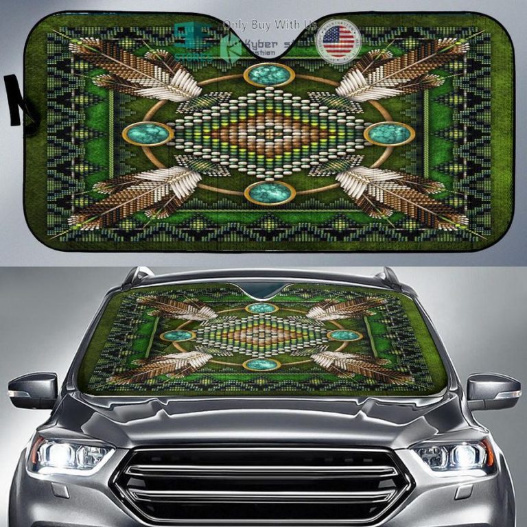 green mandala native american pride car sunshades 1 28594