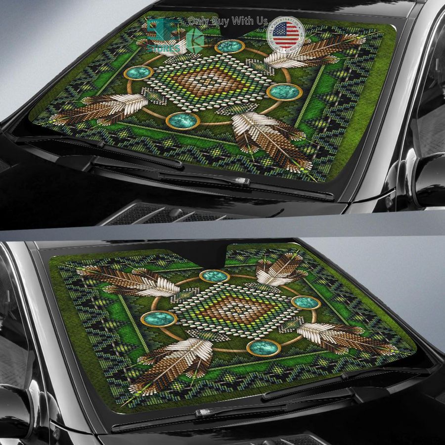 green mandala native american pride car sunshades 2 46536