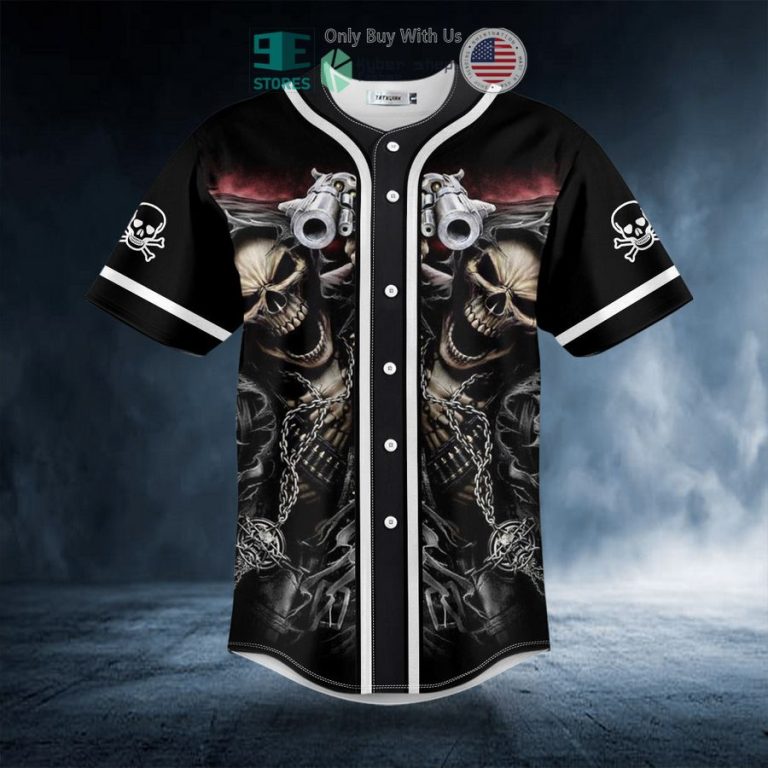 grim reaper fire gun skull baseball jersey 3 4091